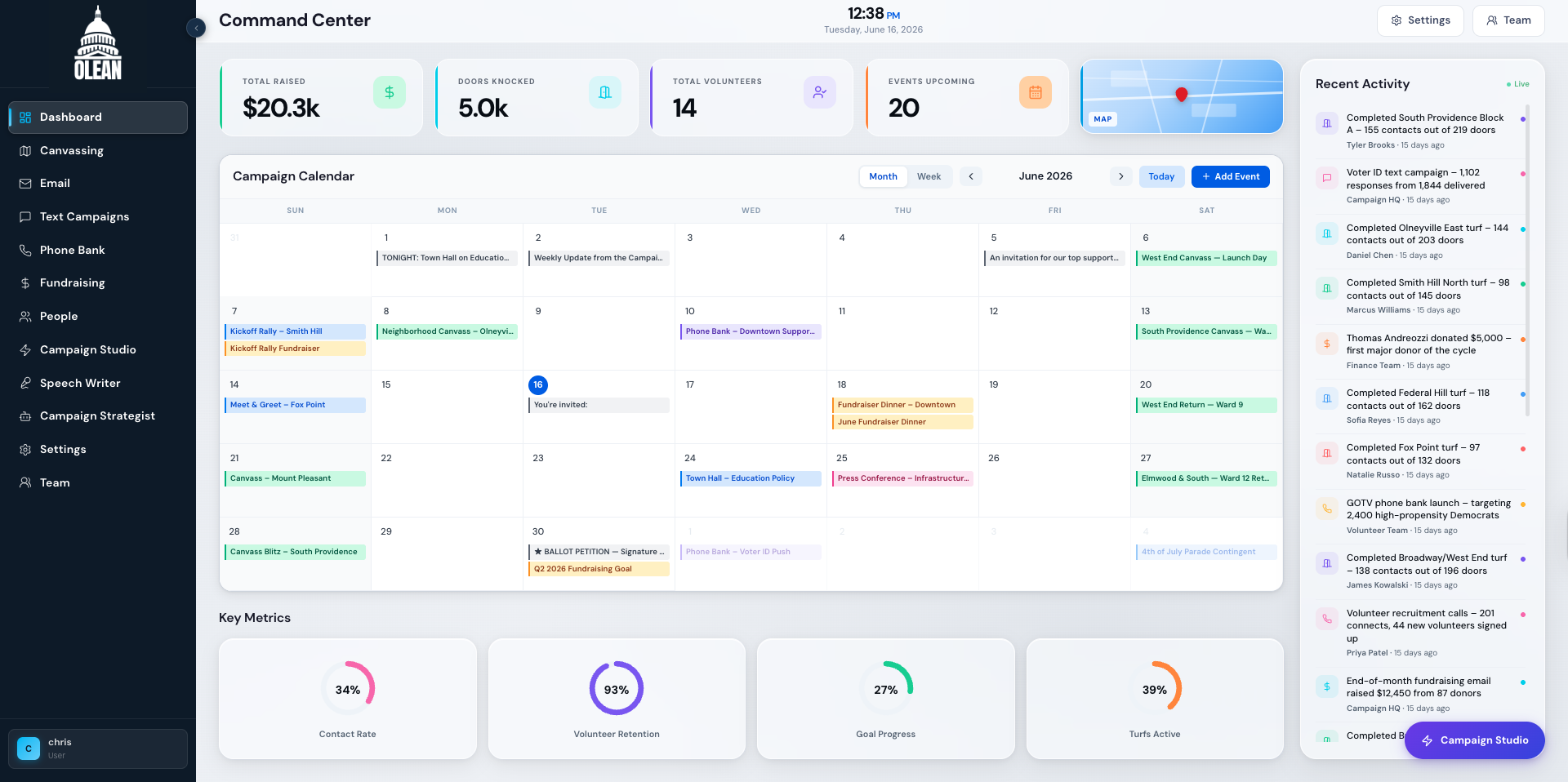 Olean command dashboard